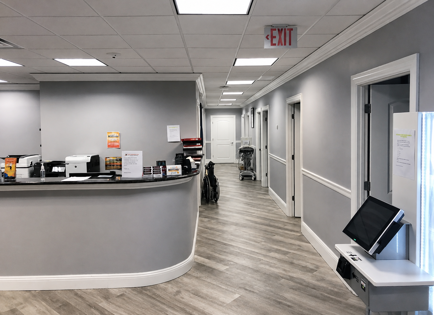 Reception desk and hallway at the Deer Park chiropractic office